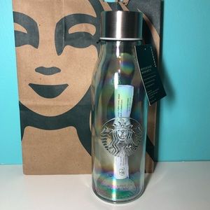 Starbucks Iridescent recycled glass water bottle